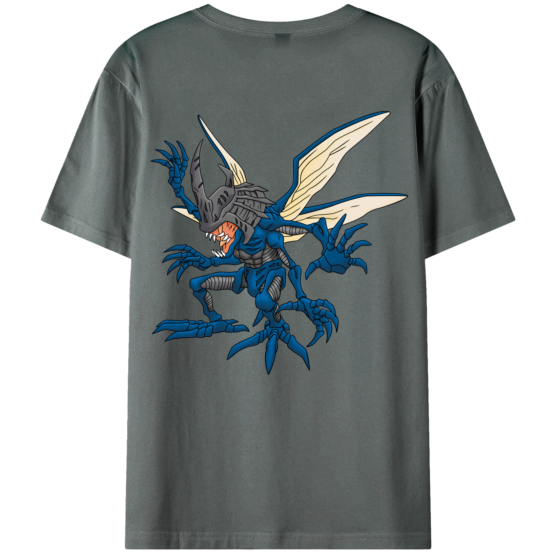 （画像用） Digimon デジタルモンスター/デジモン 綿100％ メンズ半袖Tシャツ（バックプリント） 通気性